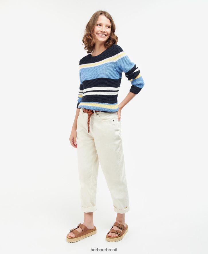roupas Barbour suéter littlehampton marinho clássico mulheres NH44421963