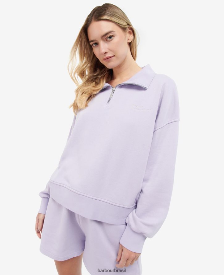roupas Barbour Lando moletom com meio zíper glicínia mulheres NH44422017