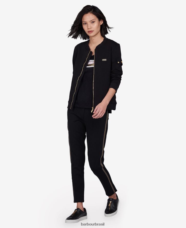 roupas Barbour magna moletom com zíper preto mulheres NH44421997