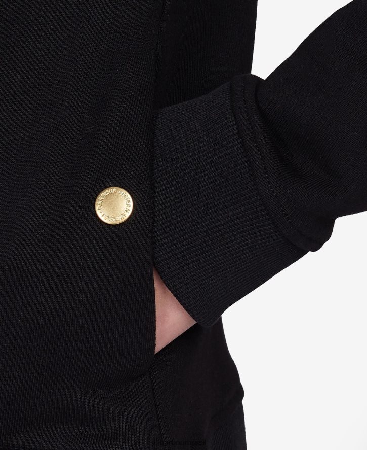 roupas Barbour magna moletom com zíper preto mulheres NH44421997