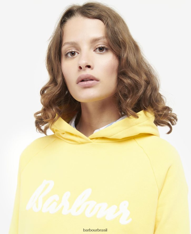 roupas Barbour moletom com capuz nascer do sol amarelo mulheres NH44422014