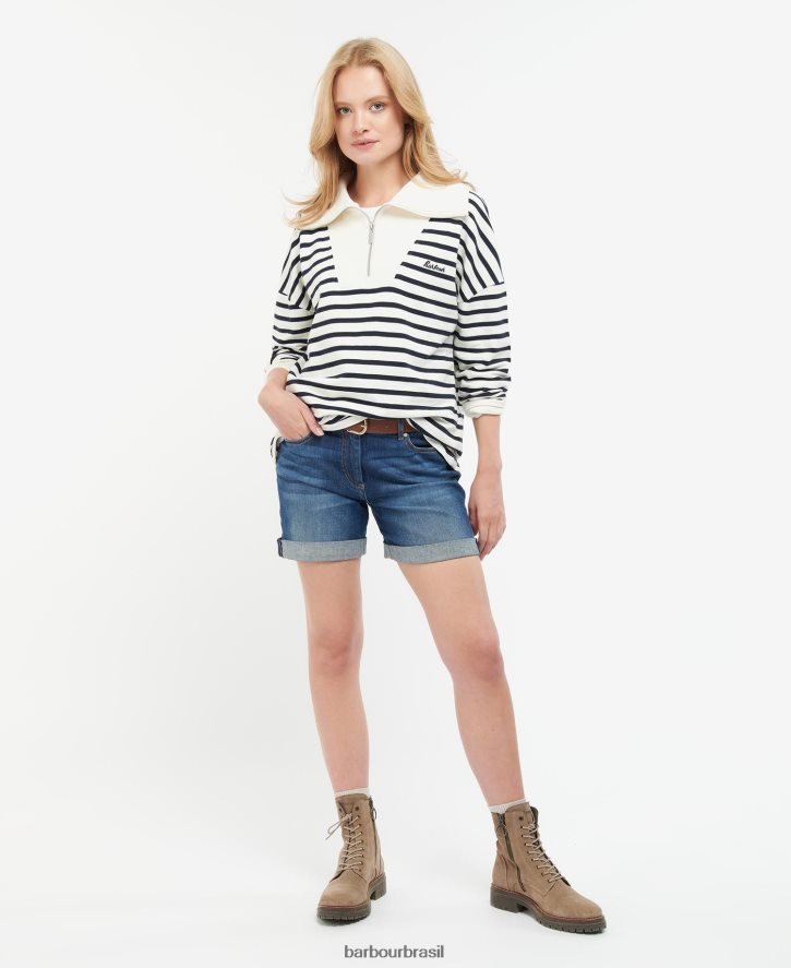 roupas Barbour moletom kendra nuvem/faixa azul marinho mulheres NH44421991