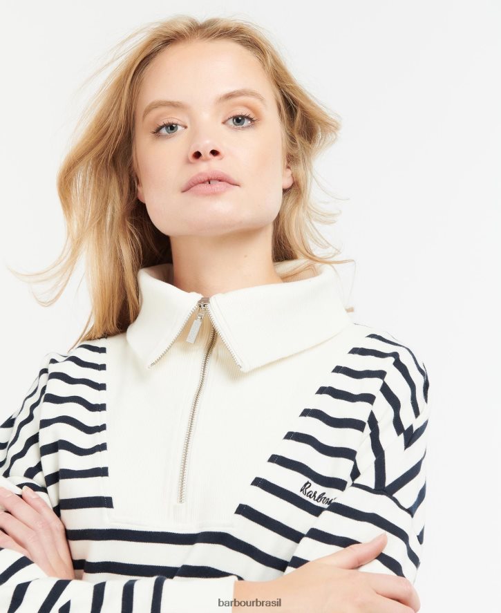 roupas Barbour moletom kendra nuvem/faixa azul marinho mulheres NH44421991