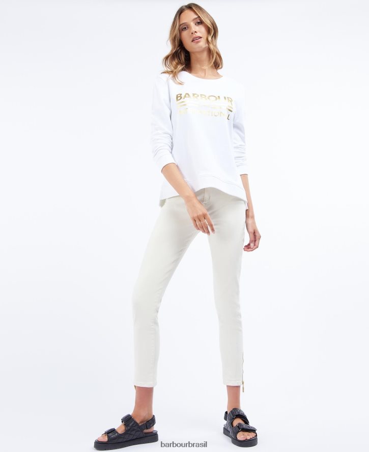 roupas Barbour moletom original da tripulação branco mulheres NH44422013