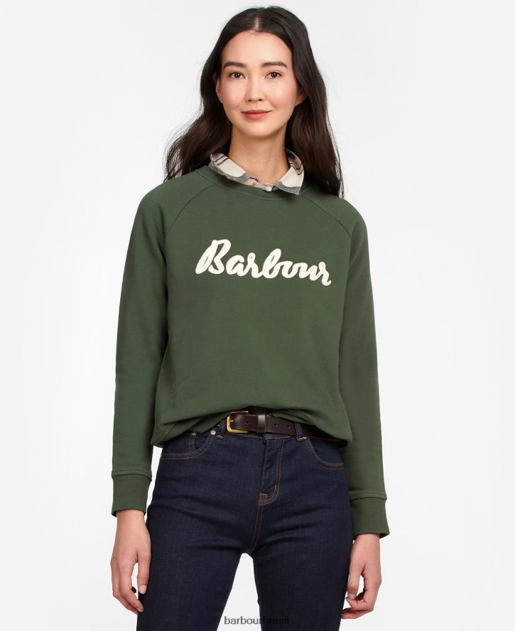 roupas Barbour moletom otterburn Oliva mulheres NH44422027