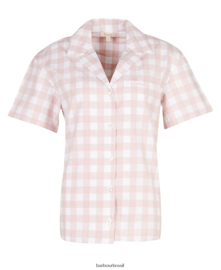 roupas Barbour conjunto de pijama etta guingão guingão rosa claro mulheres NH44422035