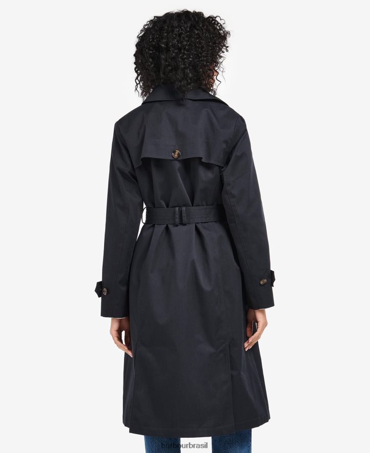 roupas Barbour greta trench coat impermeável Tartan meia-noite/jacarandá mulheres NH44421531