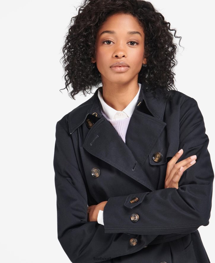 roupas Barbour greta trench coat impermeável Tartan meia-noite/jacarandá mulheres NH44421531