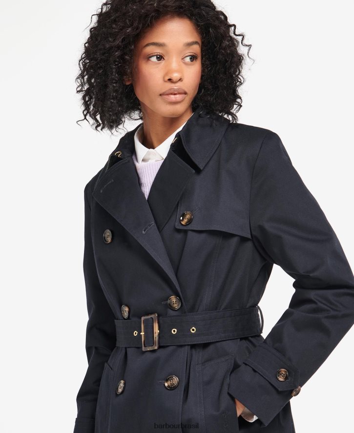 roupas Barbour greta trench coat impermeável Tartan meia-noite/jacarandá mulheres NH44421531