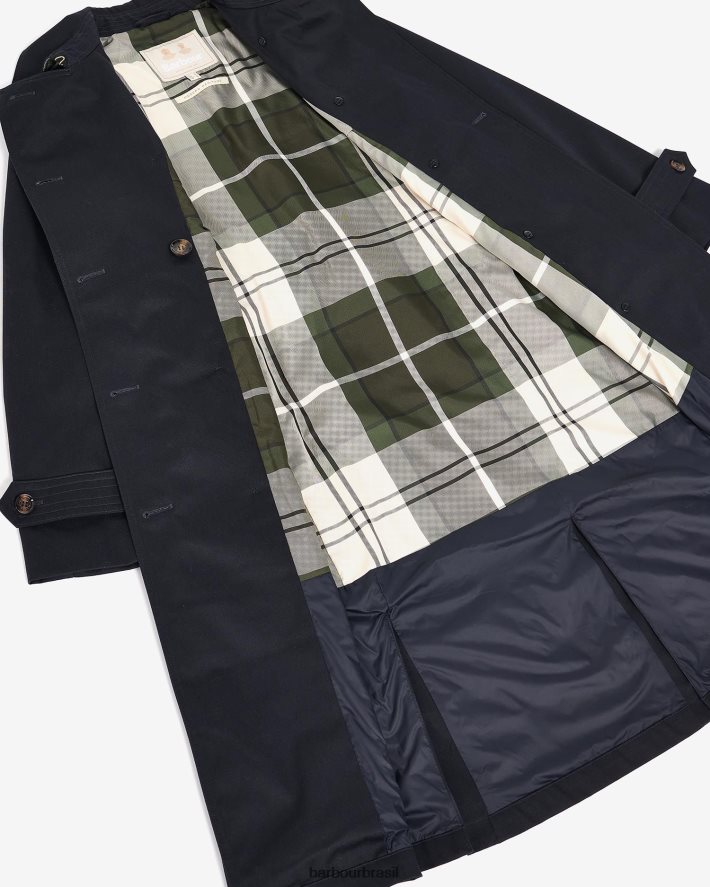 roupas Barbour greta trench coat impermeável Tartan meia-noite/jacarandá mulheres NH44421531