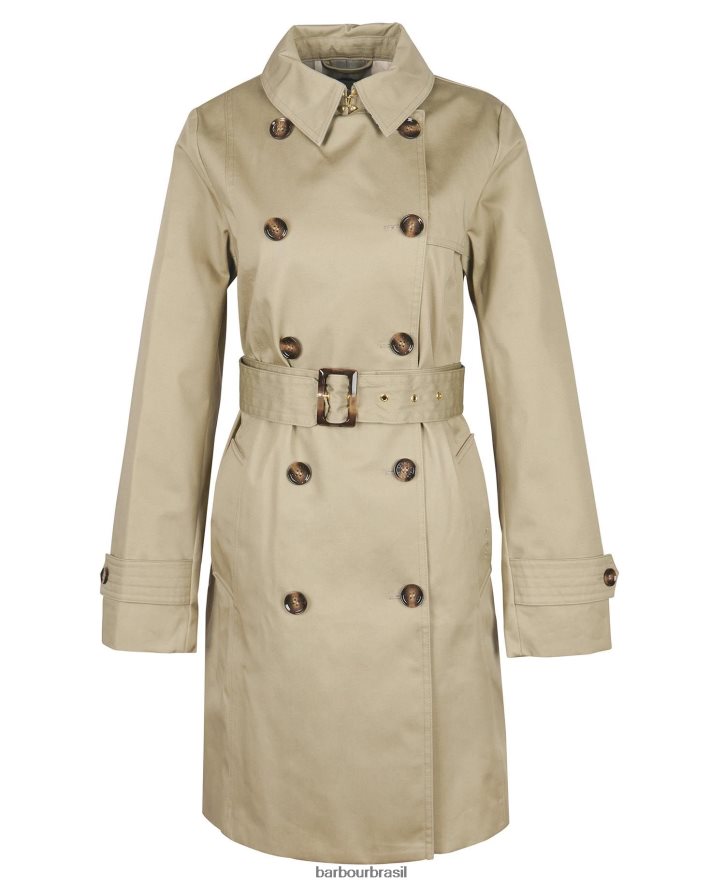 roupas Barbour trench coat greta curto à prova de banho marinho escuro/choupo antigo mulheres NH44421526