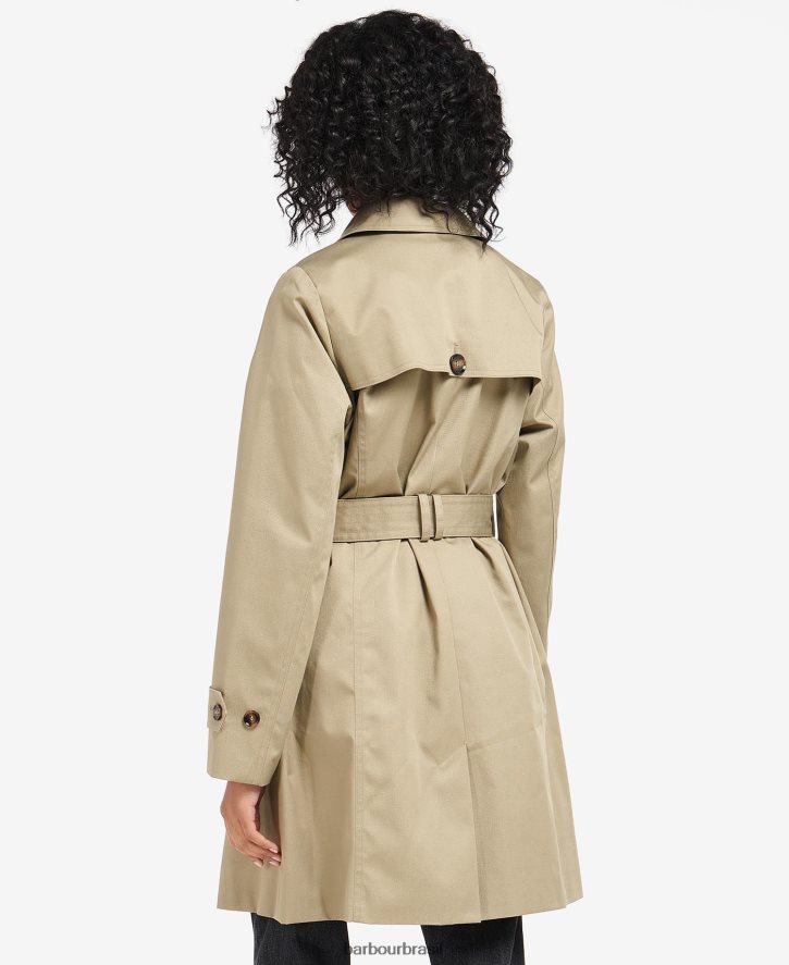 roupas Barbour trench coat greta curto à prova de banho marinho escuro/choupo antigo mulheres NH44421526