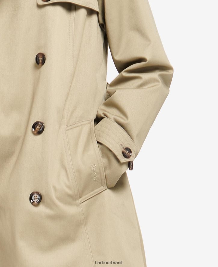 roupas Barbour trench coat greta curto à prova de banho marinho escuro/choupo antigo mulheres NH44421526