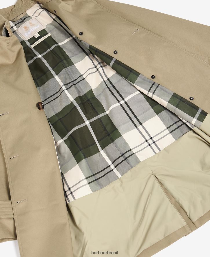 roupas Barbour trench coat greta curto à prova de banho marinho escuro/choupo antigo mulheres NH44421526