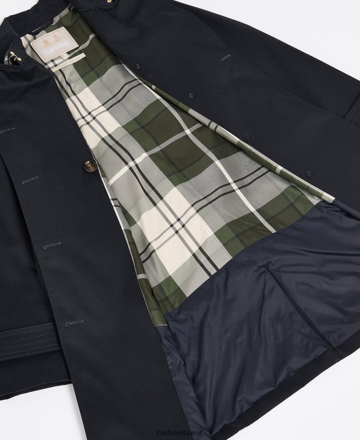 roupas Barbour trench coat greta curto à prova de banho marinho escuro/choupo antigo mulheres NH44421528