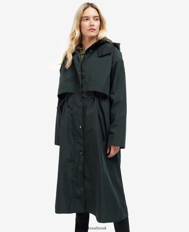 roupas Barbour trench coat impermeável crossfields verde palmer mulheres NH44421532