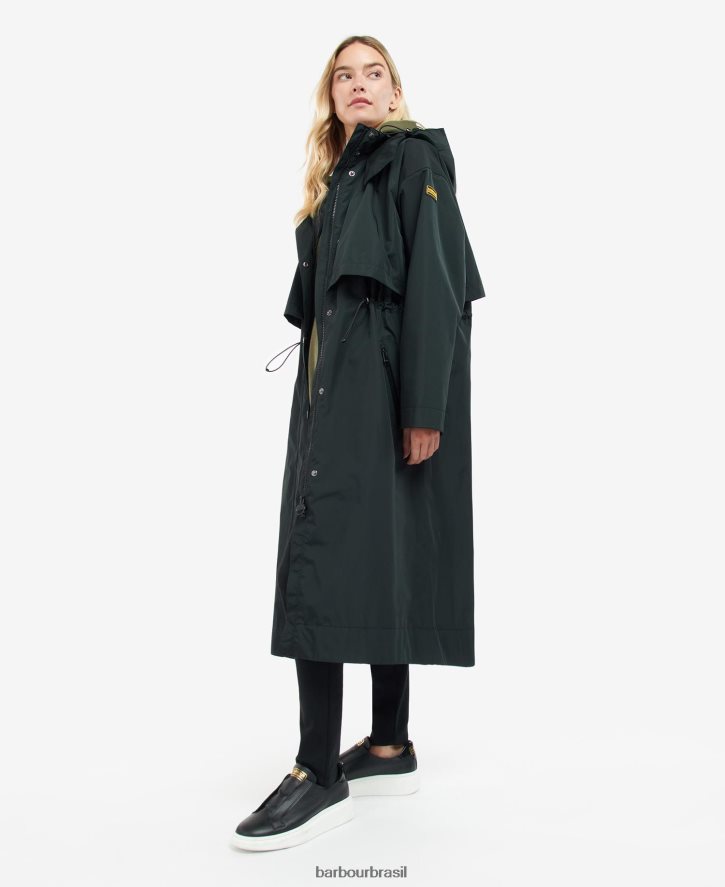 roupas Barbour trench coat impermeável crossfields verde palmer mulheres NH44421532