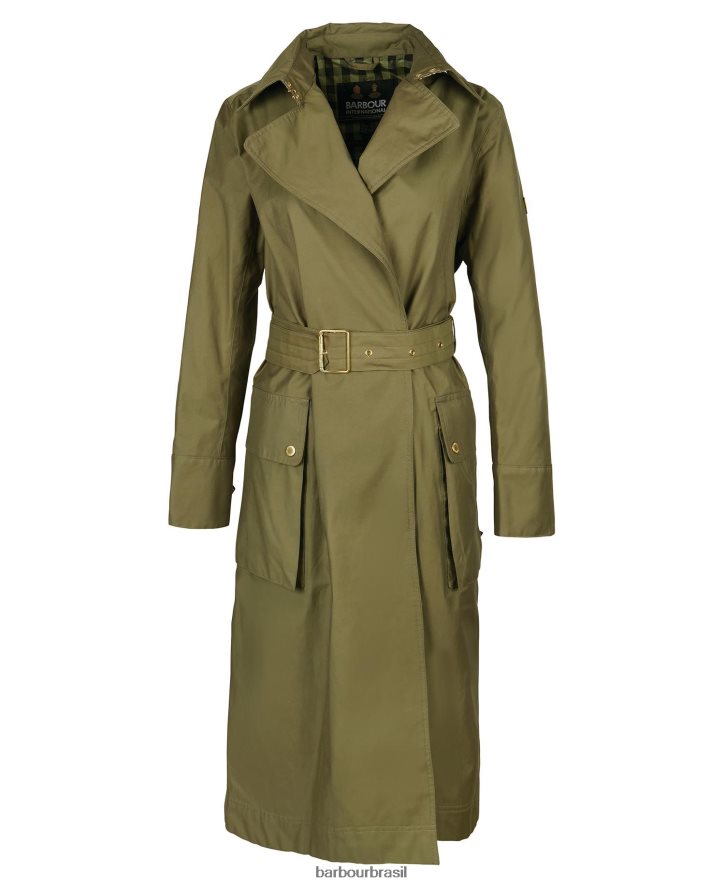 roupas Barbour trench coat impermeável powerbuilt cheque preto/northumberland mulheres NH44421534