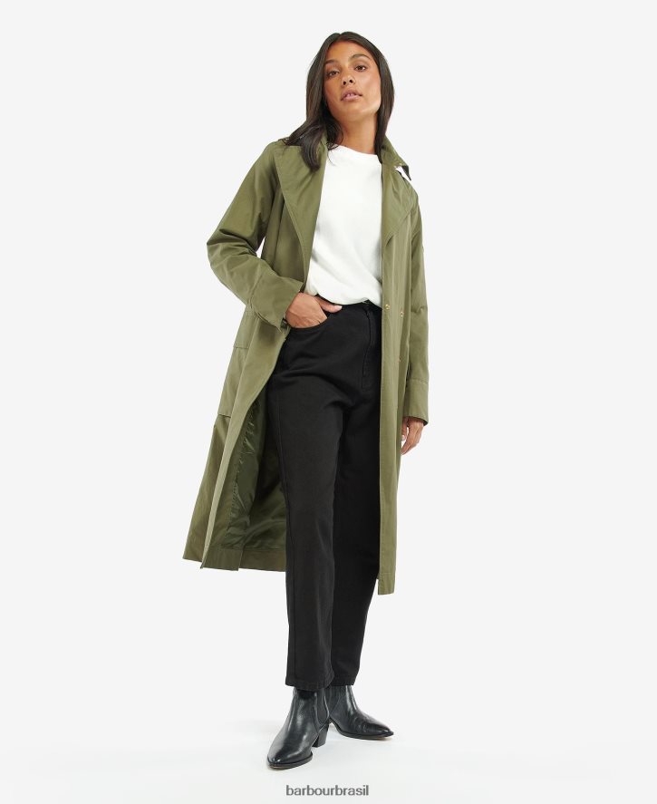 roupas Barbour trench coat impermeável powerbuilt cheque preto/northumberland mulheres NH44421534