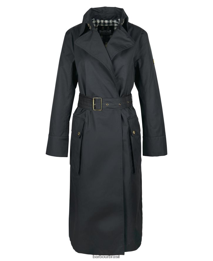 roupas Barbour trench coat impermeável powerbuilt cheque preto/northumberland mulheres NH44421538