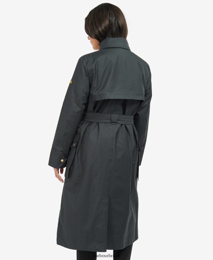 roupas Barbour trench coat impermeável powerbuilt cheque preto/northumberland mulheres NH44421538