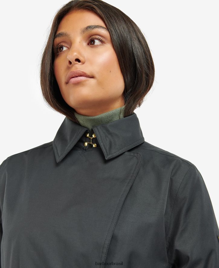 roupas Barbour trench coat impermeável powerbuilt cheque preto/northumberland mulheres NH44421538