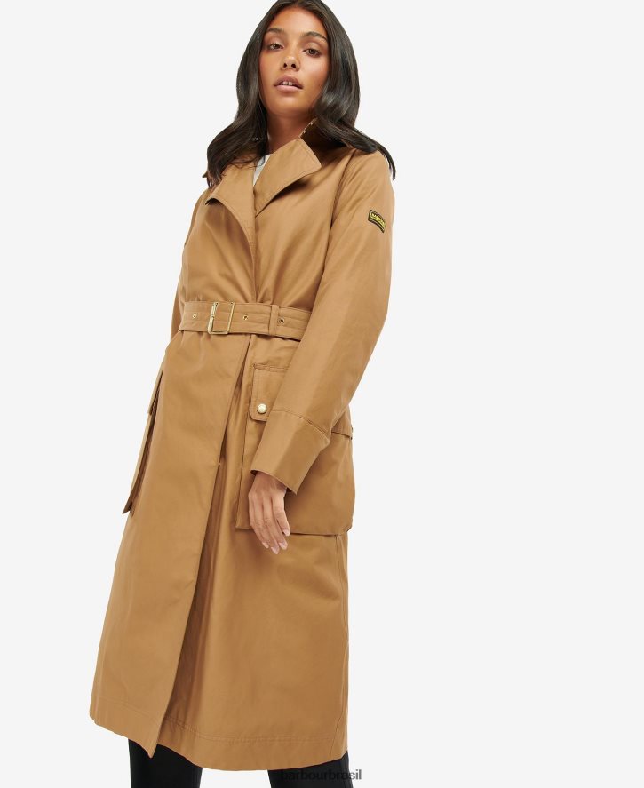 roupas Barbour trench coat impermeável powerbuilt cheque preto/northumberland mulheres NH44421540