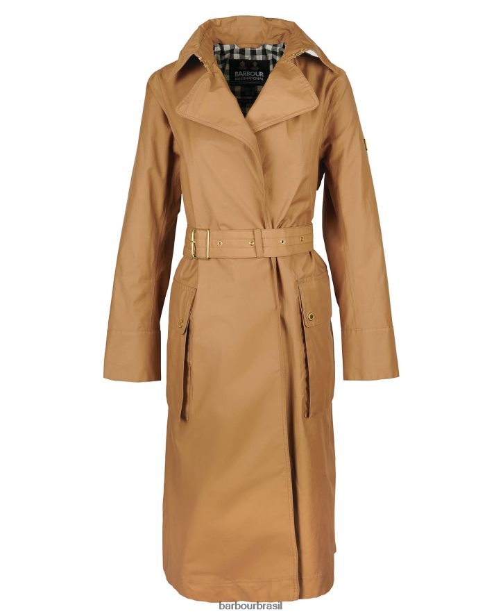 roupas Barbour trench coat impermeável powerbuilt cheque preto/northumberland mulheres NH44421540