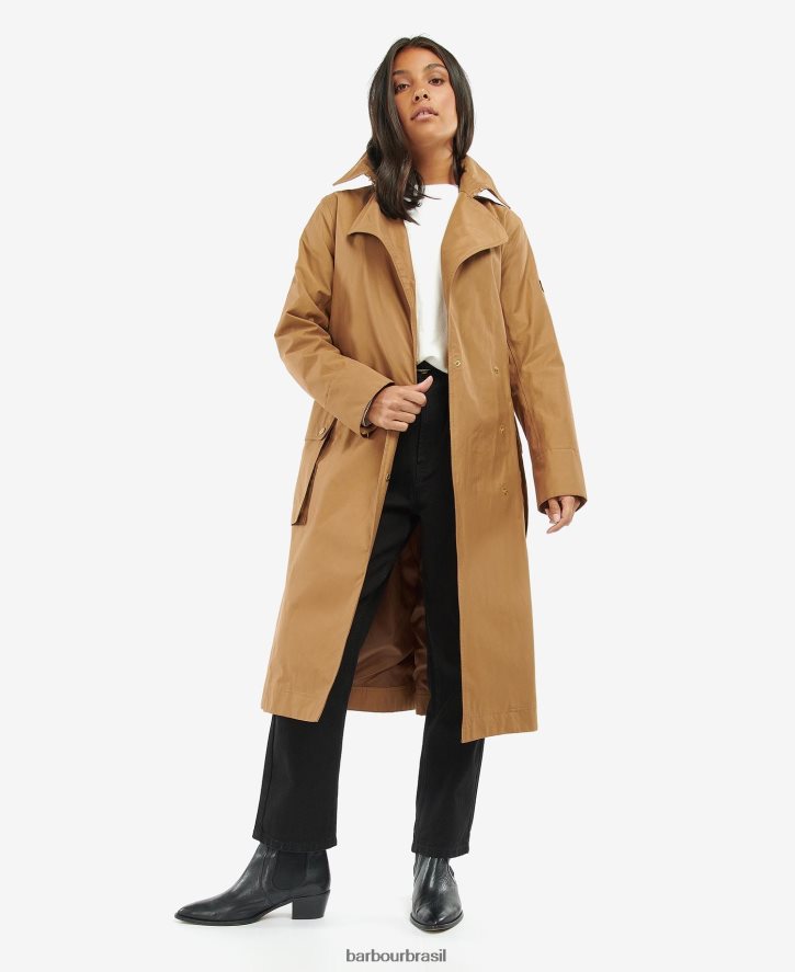 roupas Barbour trench coat impermeável powerbuilt cheque preto/northumberland mulheres NH44421540