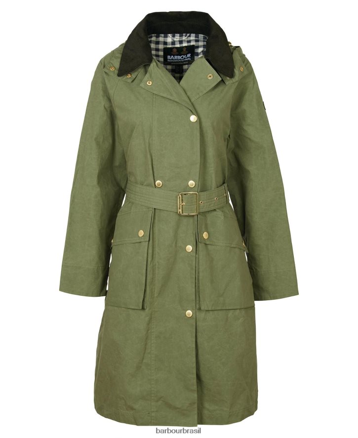 roupas Barbour trench coat à prova de banho rossin cheque verde meia-noite/verde meia-noite mulheres NH44421539