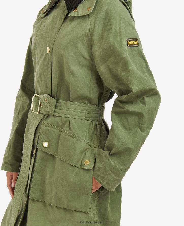 roupas Barbour trench coat à prova de banho rossin cheque verde meia-noite/verde meia-noite mulheres NH44421539
