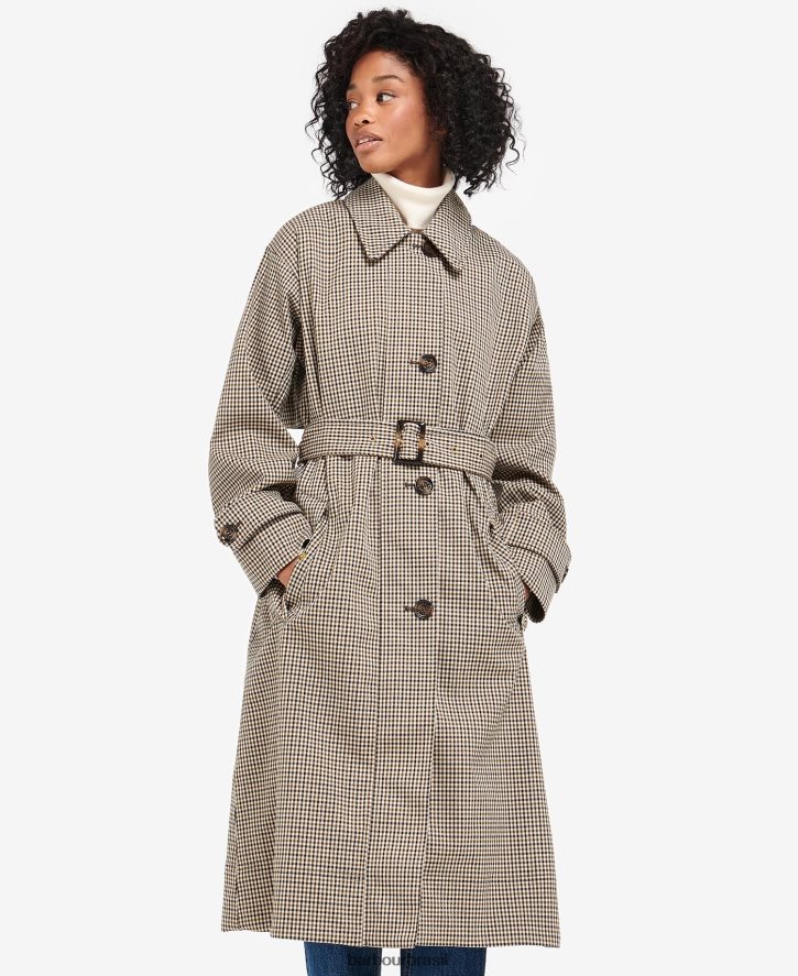 roupas Barbour trench coat xadrez somerland cheque micro verde choupo mulheres NH44421525
