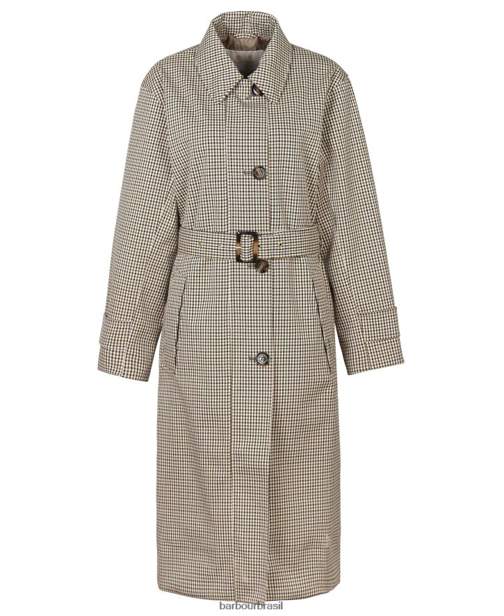 roupas Barbour trench coat xadrez somerland cheque micro verde choupo mulheres NH44421525