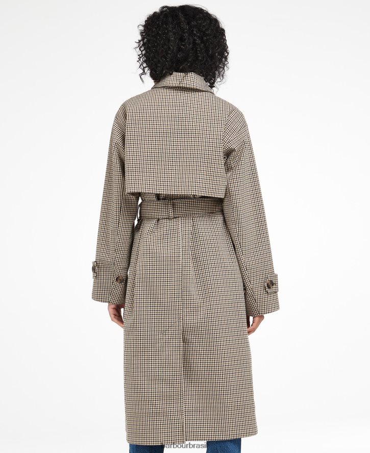 roupas Barbour trench coat xadrez somerland cheque micro verde choupo mulheres NH44421525