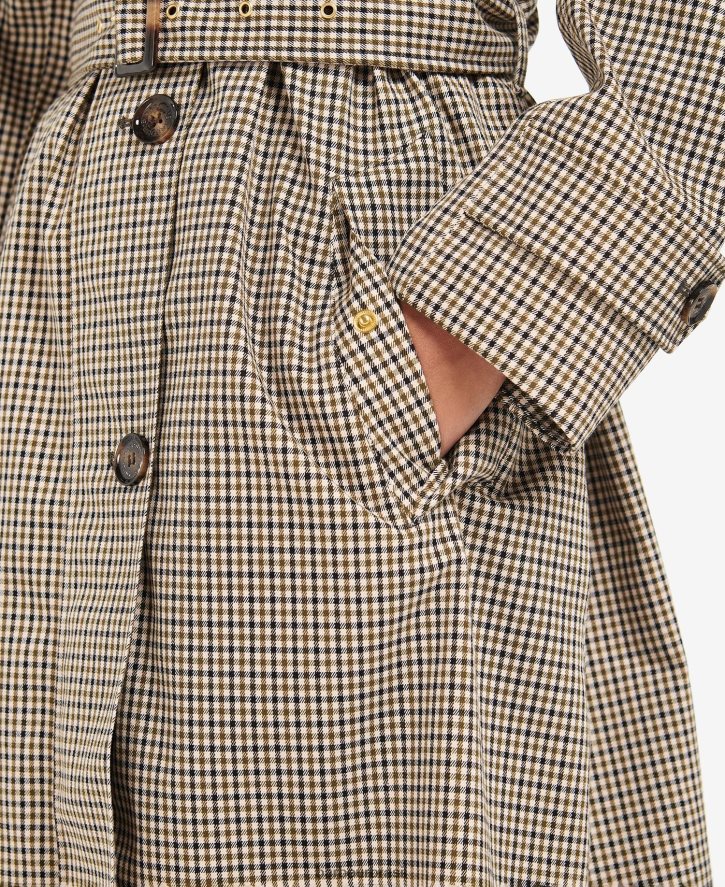 roupas Barbour trench coat xadrez somerland cheque micro verde choupo mulheres NH44421525