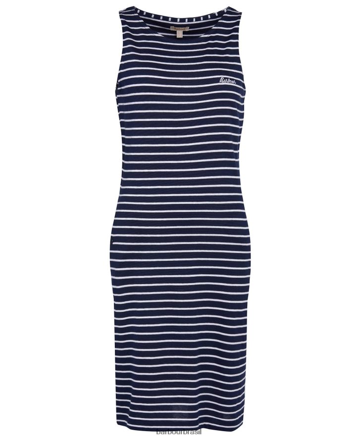 roupas Barbour dalmore vestido listrado Marinha Branca mulheres NH44421826