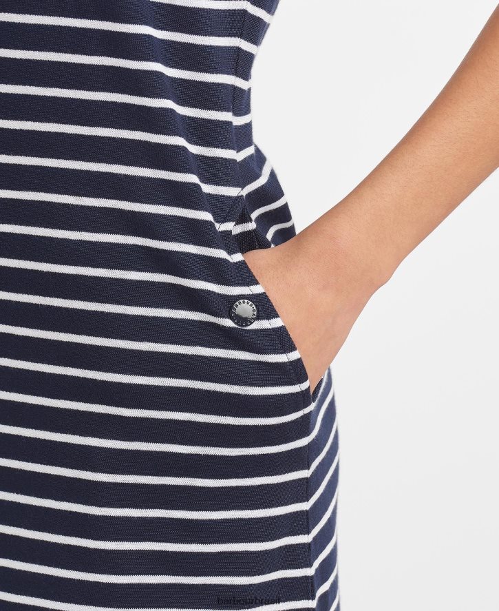 roupas Barbour dalmore vestido listrado Marinha Branca mulheres NH44421826