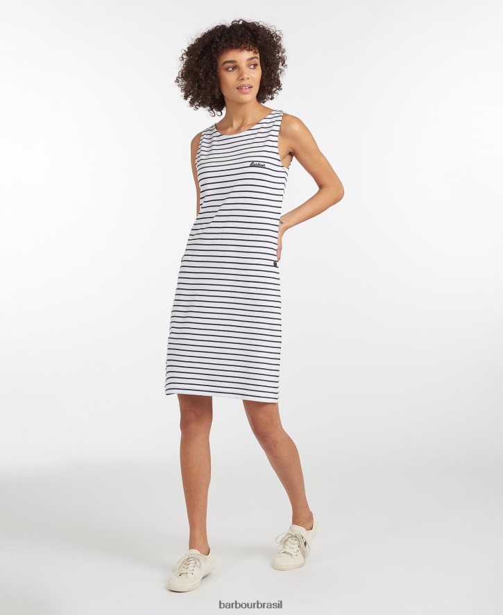 roupas Barbour dalmore vestido listrado Marinha Branca mulheres NH44421860