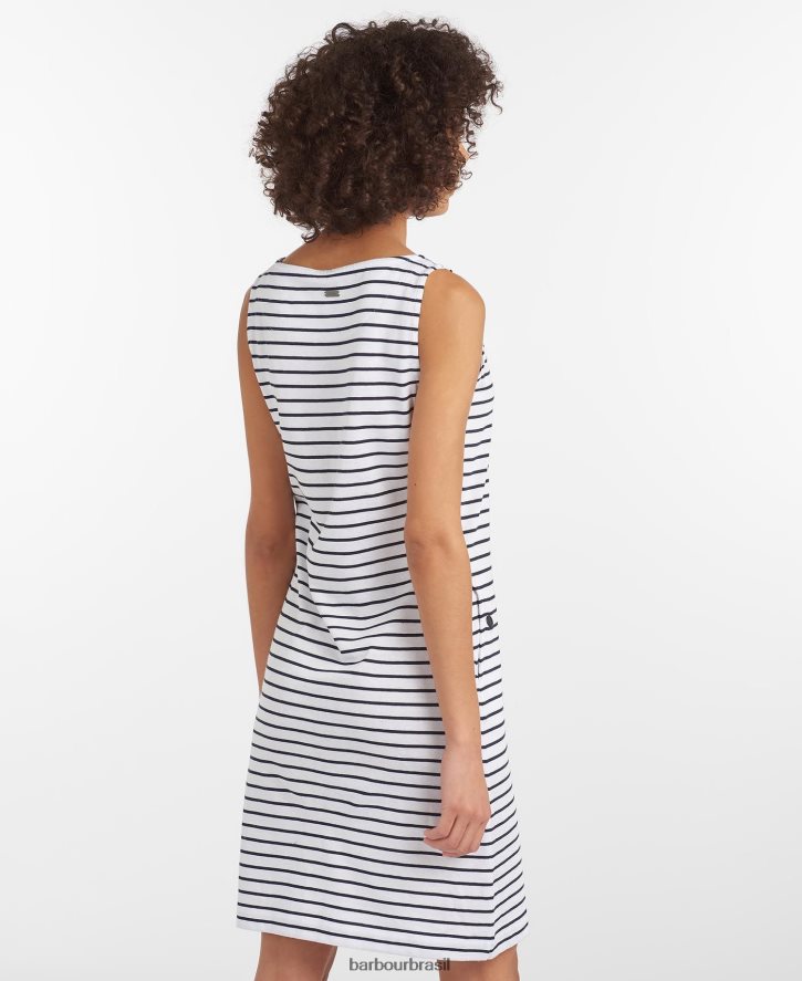 roupas Barbour dalmore vestido listrado Marinha Branca mulheres NH44421860