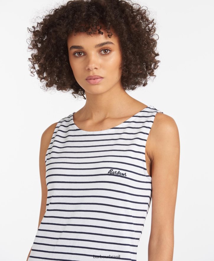 roupas Barbour dalmore vestido listrado Marinha Branca mulheres NH44421860