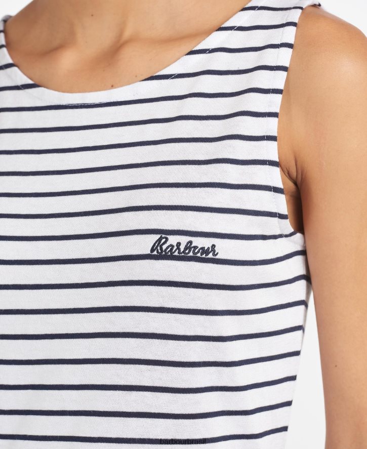 roupas Barbour dalmore vestido listrado Marinha Branca mulheres NH44421860