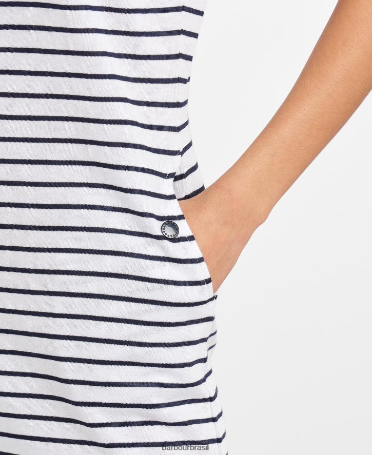 roupas Barbour dalmore vestido listrado Marinha Branca mulheres NH44421860