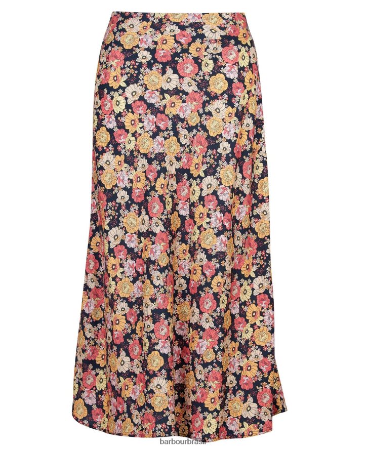 roupas Barbour saia coralina floral marinho mulheres NH44421827