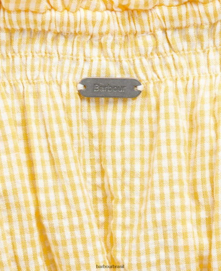 roupas Barbour vestido abadia cheque amarelo nascer do sol mulheres NH44421869