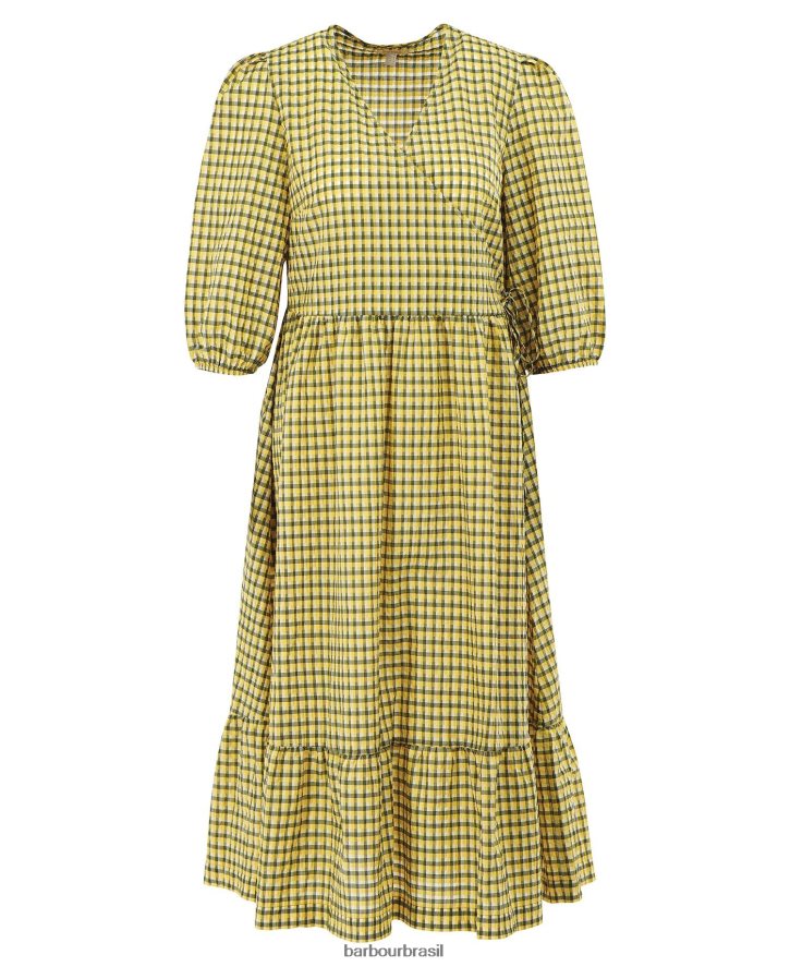 roupas Barbour vestido addison cheque amarelo nascer do sol mulheres NH44421883