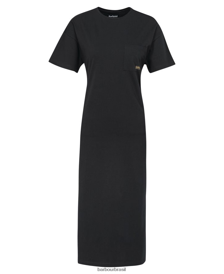 roupas Barbour vestido camiseta reinar preto clássico mulheres NH44421855