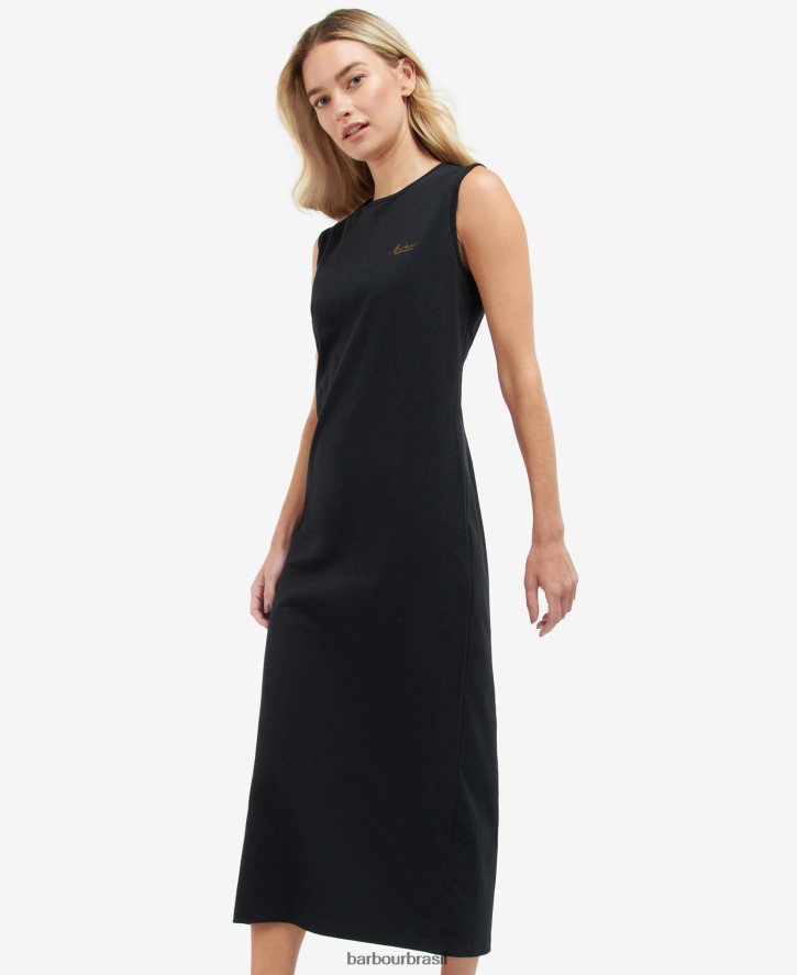 roupas Barbour vestido de jérsei fullcourt preto clássico mulheres NH44421873