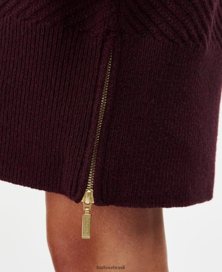 roupas Barbour vestido de malha claremont cereja preta mulheres NH44421882