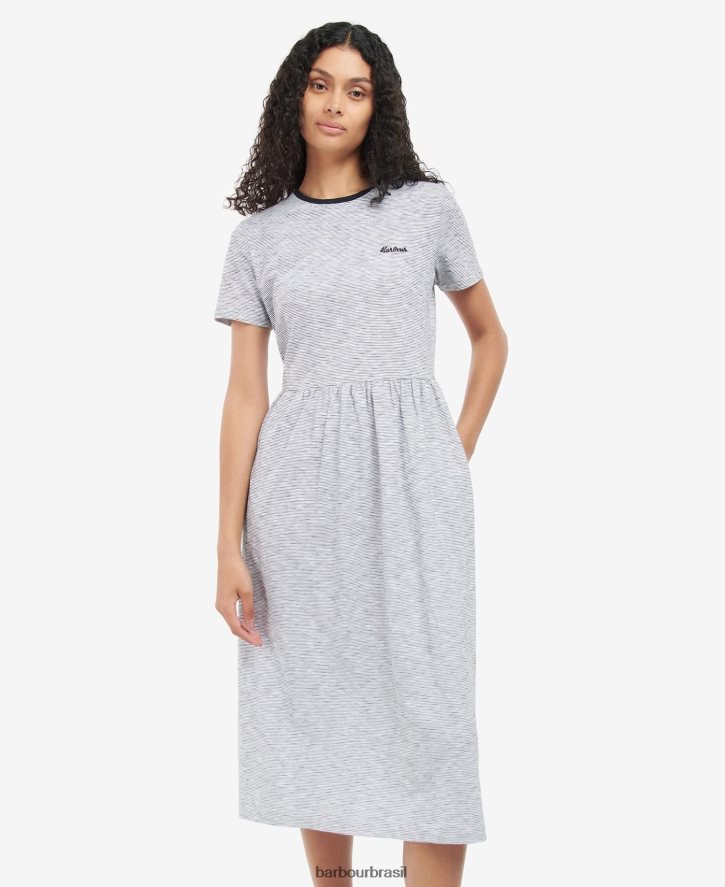 roupas Barbour vestido ellewood Preto branco mulheres NH44421832