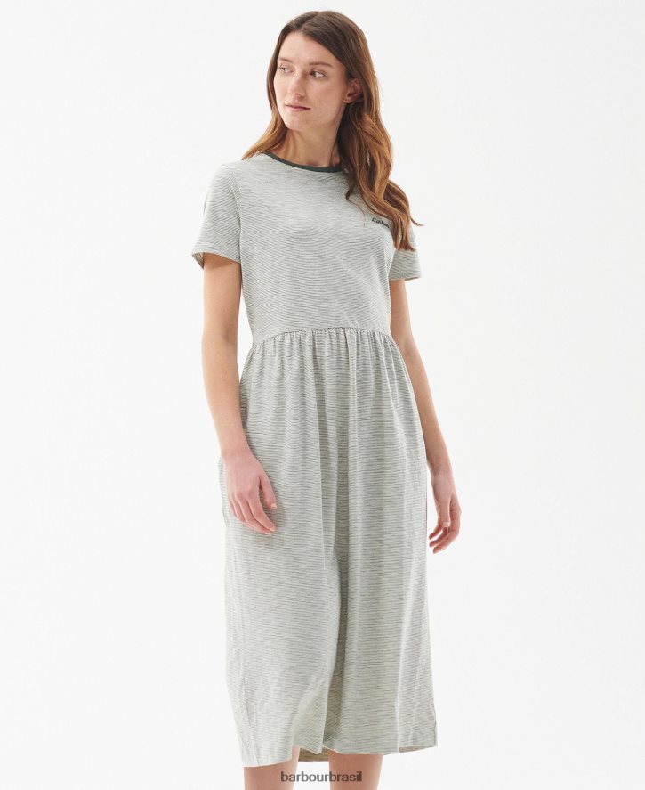 roupas Barbour vestido ellewood oliva/branco mulheres NH44421830
